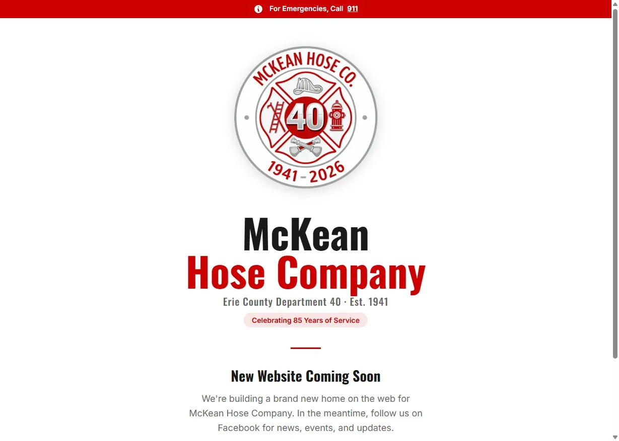 Screenshot of the McKean Hose Company website