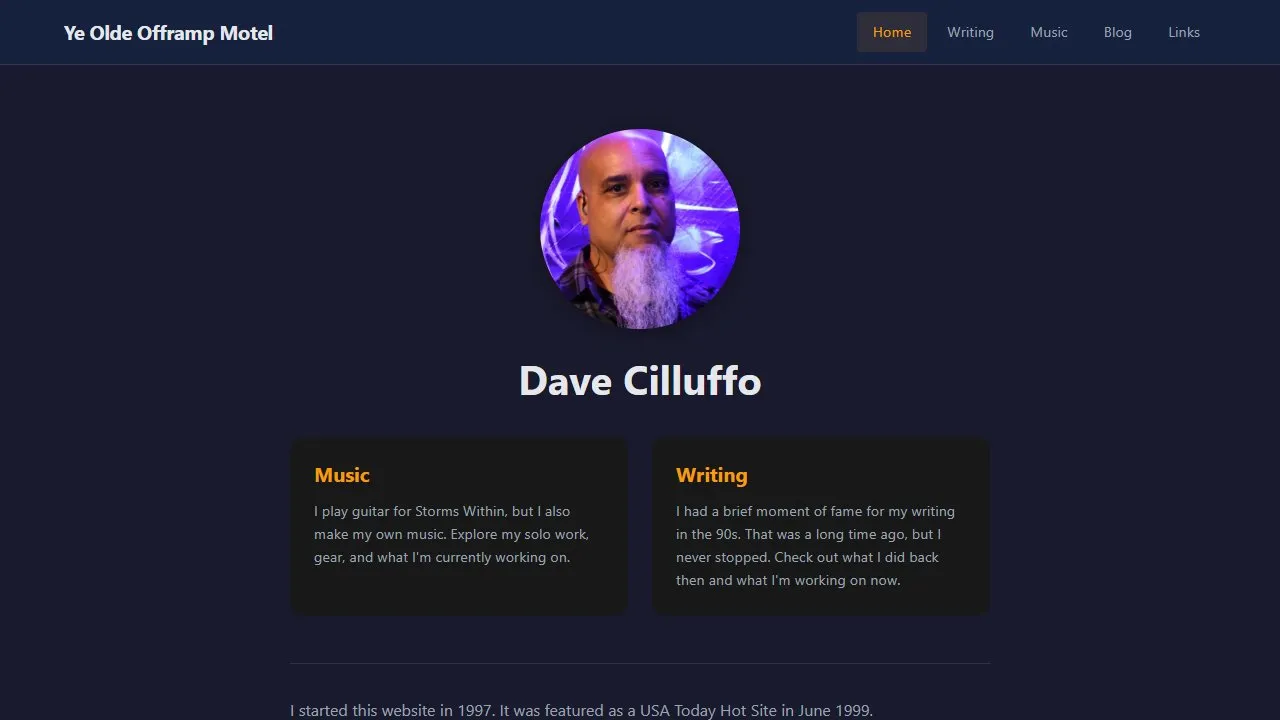 Screenshot of the Ye Olde Offramp Motel website