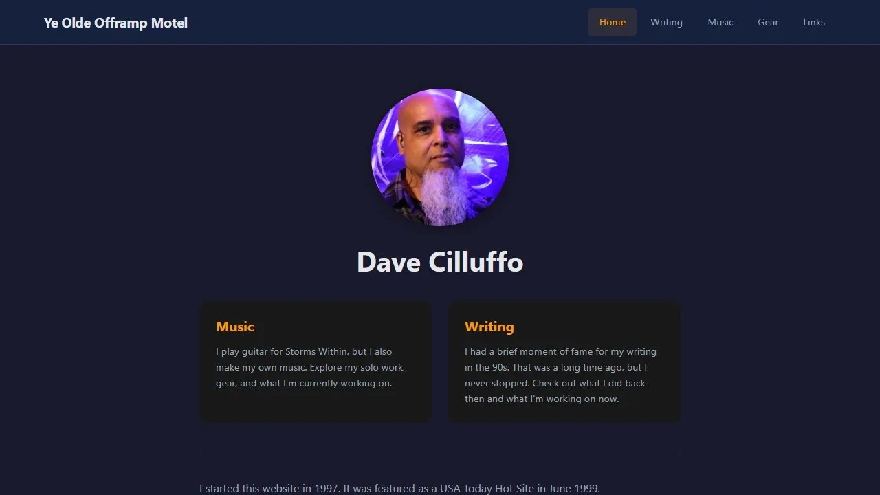 Screenshot of the Ye Olde Offramp Motel website