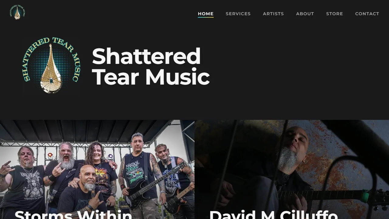 Screenshot of the Shattered Tear Music website