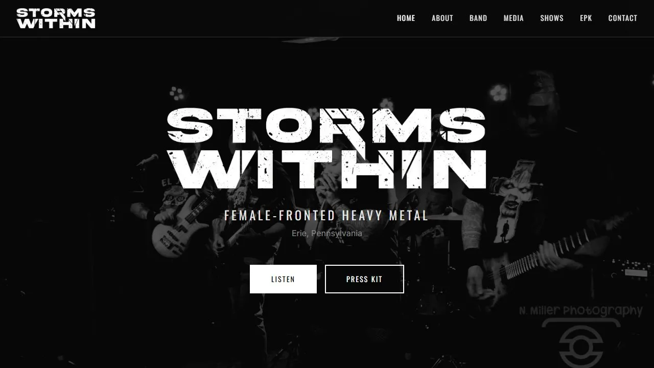 Screenshot of the Storms Within website
