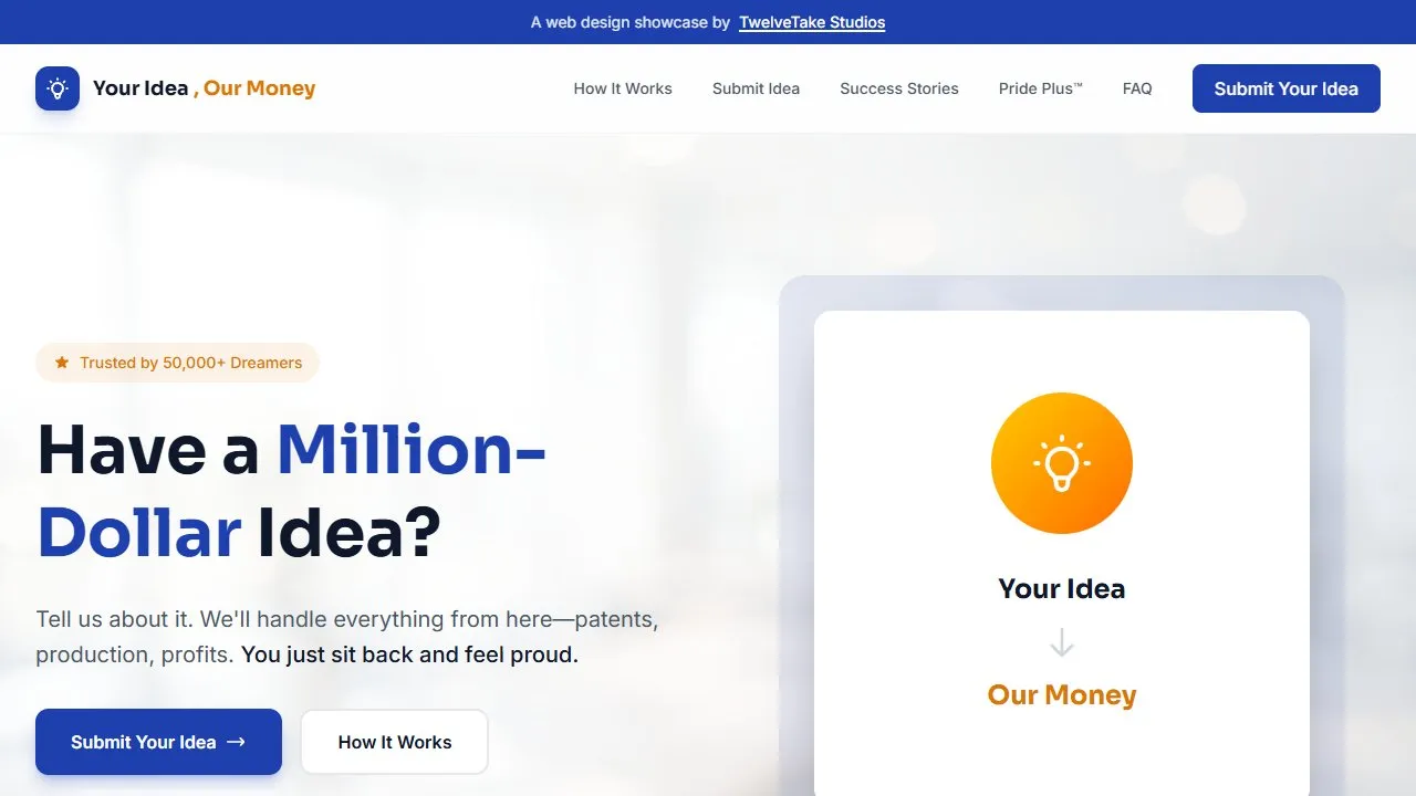 Screenshot of the Your Idea, Our Money demo