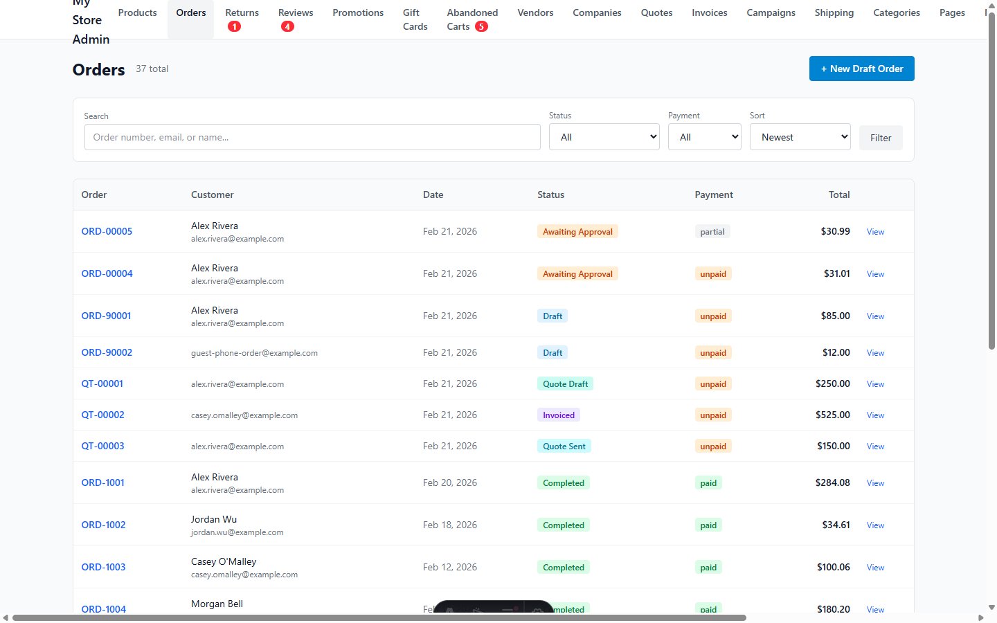 TwelveTake Cart admin order management dashboard